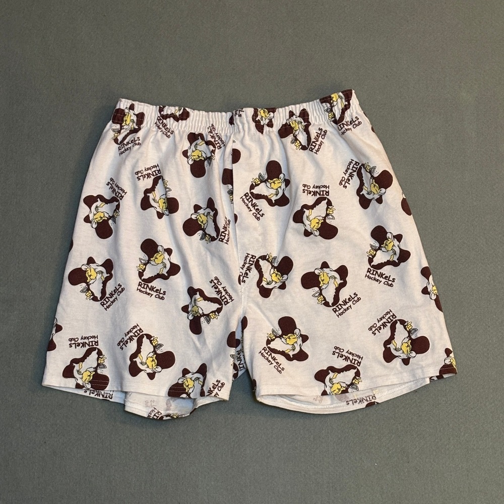 VTG Boxer Rebellion Rinkels‎ Hockey Club Boxer Shorts White Mens Large USA Made